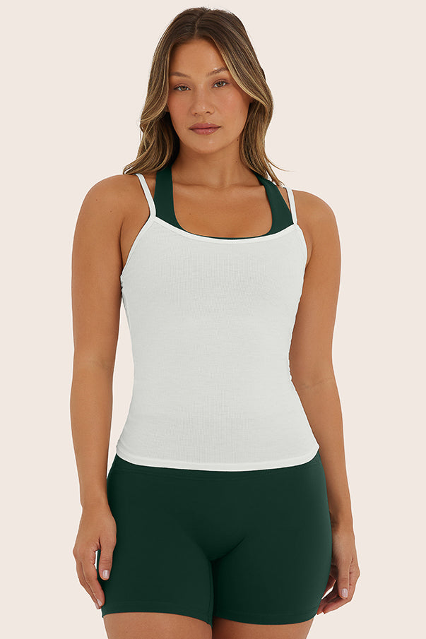 SPORTBODY® SPORTY LAYERED CAMI BRA - BEETLE