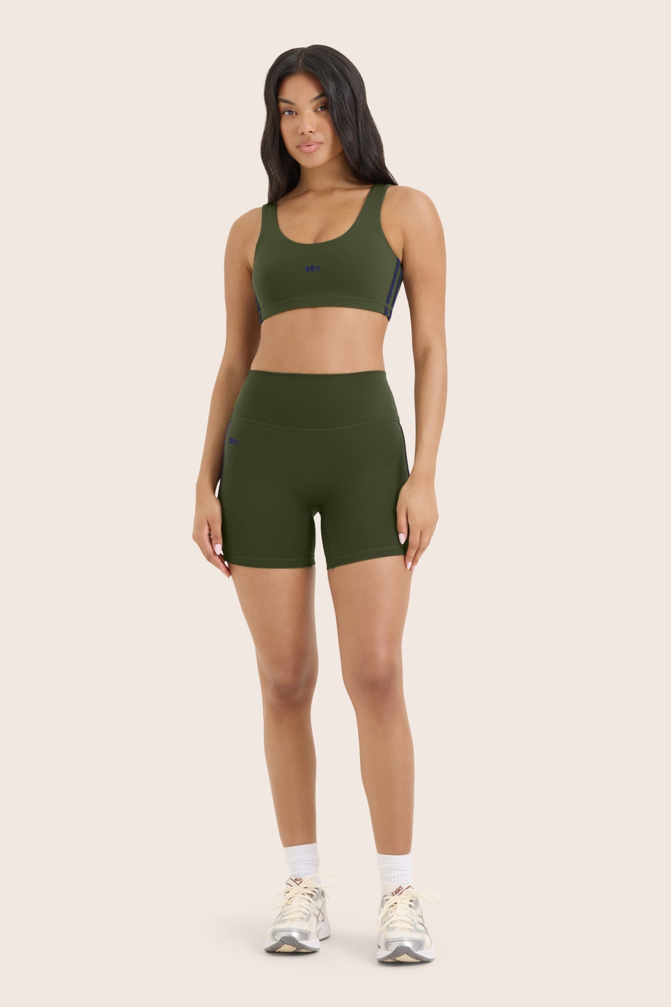 SPORTBODY® SPORTY DUO STRIPE SHORTS - OAK