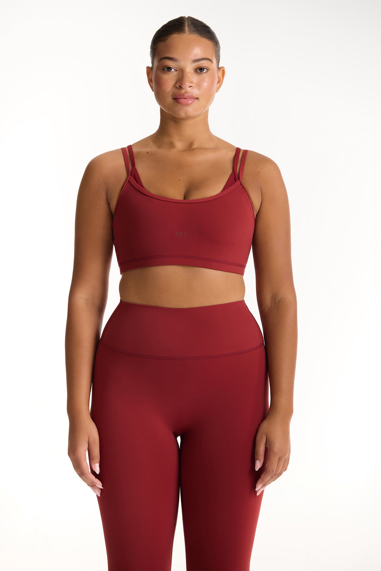 AIRLUXE™ BREATHE LAYERED MOVE BRA - SNAPPER